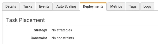 aws ecs service deployments section