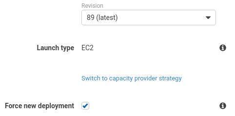 aws ecs service force new deployment