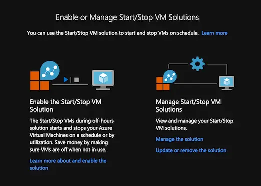 azure automation account start/stop vm enable