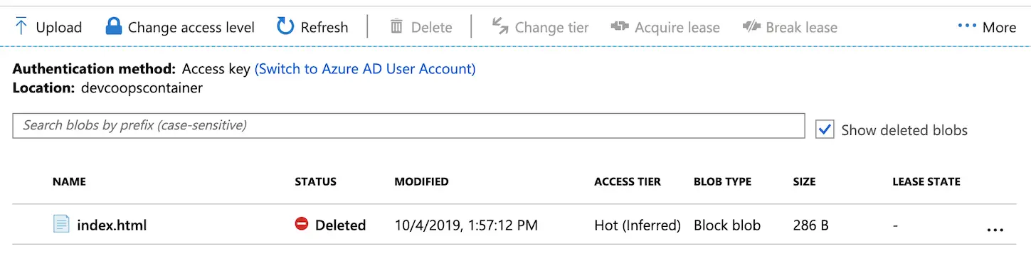 azure blob list deleted blob objects