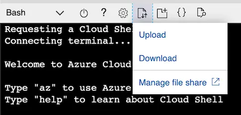 azure cloud shell upload/download button