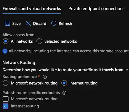 azure storage account networking