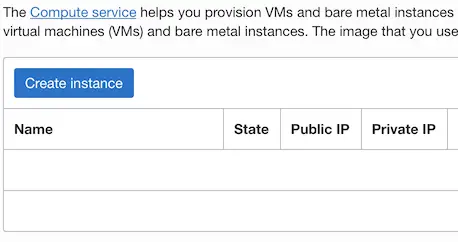 oracle cloud menu instance